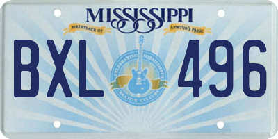 MS license plate BXL496