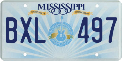 MS license plate BXL497