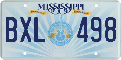 MS license plate BXL498
