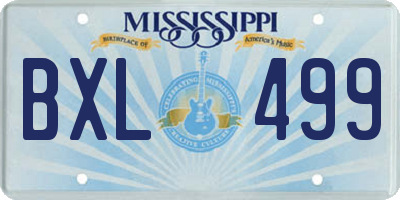 MS license plate BXL499