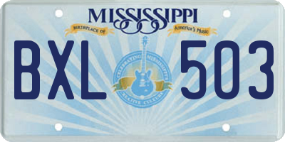 MS license plate BXL503