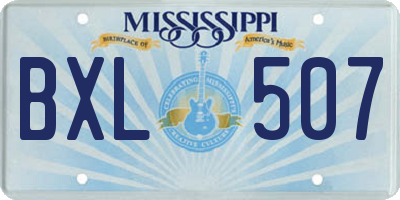 MS license plate BXL507