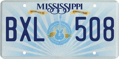 MS license plate BXL508