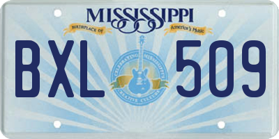 MS license plate BXL509