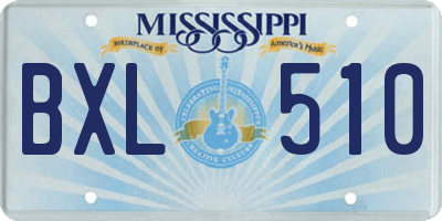 MS license plate BXL510