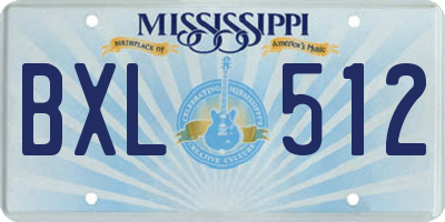 MS license plate BXL512