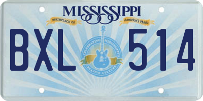 MS license plate BXL514