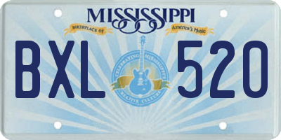 MS license plate BXL520