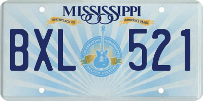MS license plate BXL521