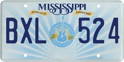 MS license plate BXL524