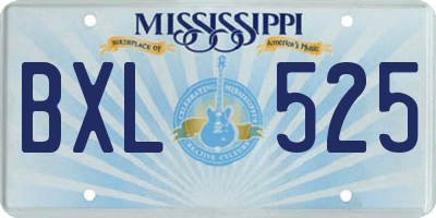 MS license plate BXL525