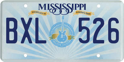 MS license plate BXL526