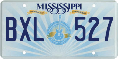MS license plate BXL527