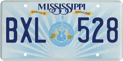MS license plate BXL528