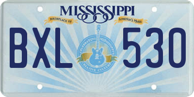MS license plate BXL530