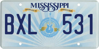 MS license plate BXL531