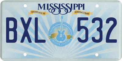 MS license plate BXL532