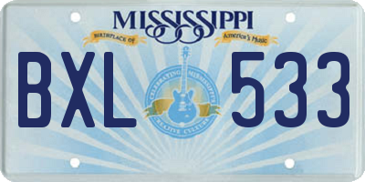 MS license plate BXL533