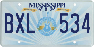 MS license plate BXL534