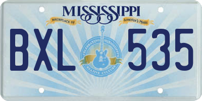 MS license plate BXL535