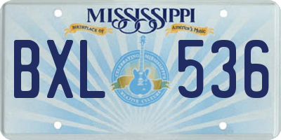 MS license plate BXL536
