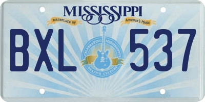 MS license plate BXL537