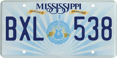 MS license plate BXL538