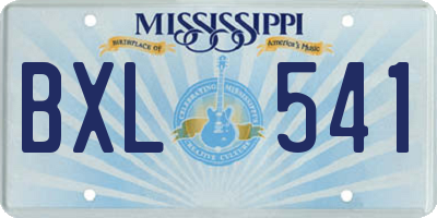 MS license plate BXL541