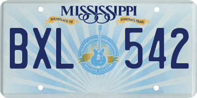 MS license plate BXL542