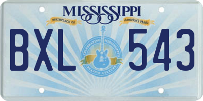 MS license plate BXL543
