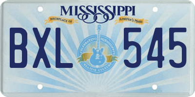 MS license plate BXL545