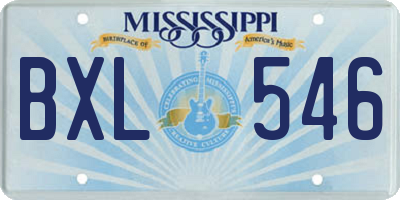 MS license plate BXL546