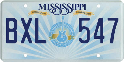 MS license plate BXL547