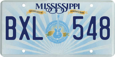 MS license plate BXL548