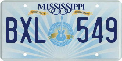 MS license plate BXL549