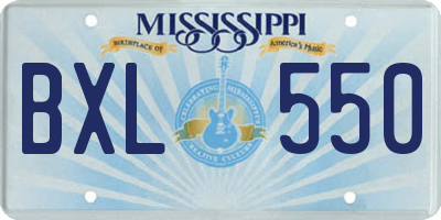 MS license plate BXL550