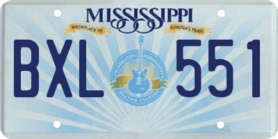 MS license plate BXL551