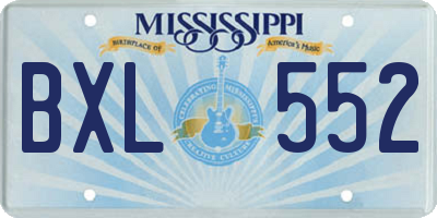 MS license plate BXL552