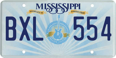 MS license plate BXL554