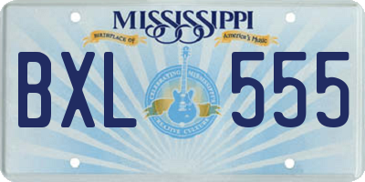 MS license plate BXL555