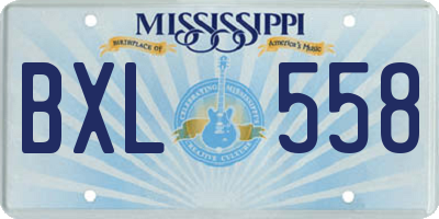 MS license plate BXL558
