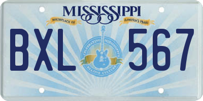 MS license plate BXL567