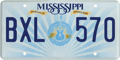 MS license plate BXL570