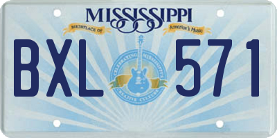 MS license plate BXL571