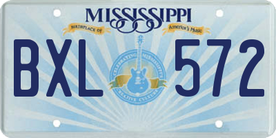 MS license plate BXL572