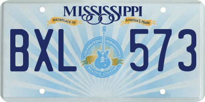 MS license plate BXL573