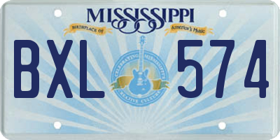 MS license plate BXL574