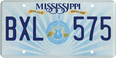 MS license plate BXL575