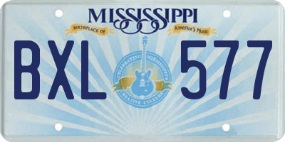 MS license plate BXL577