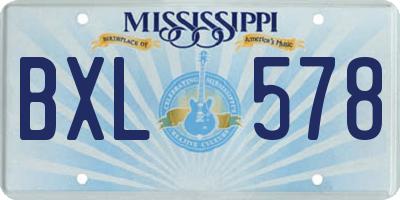 MS license plate BXL578